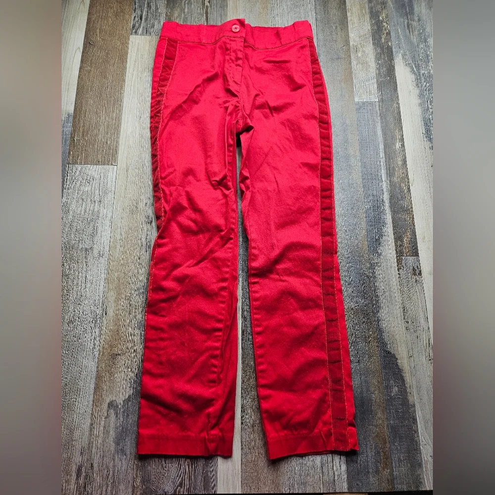 Janie And Jack Size 10 Red Trouser Pants Tuxedo Stripe Red Adjustable Waist